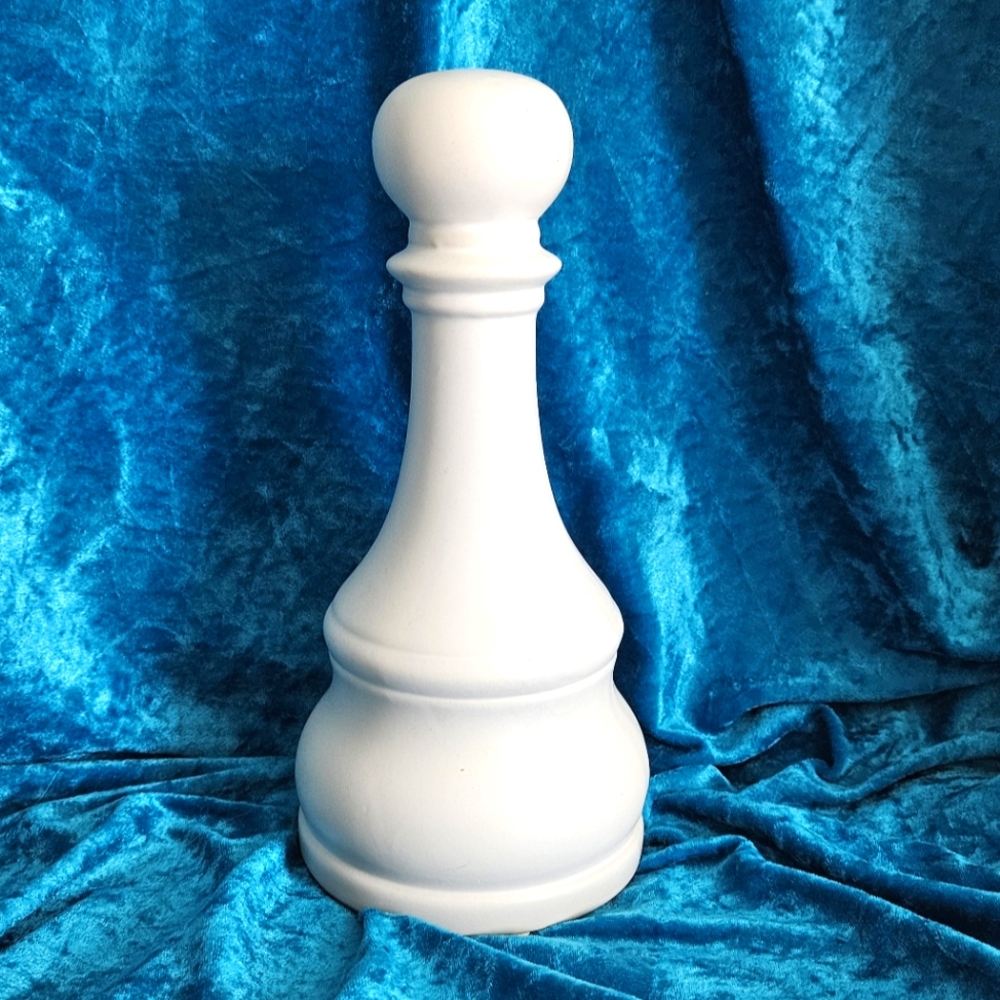 Oversized Ceramic White Pawn Chess Piece Sculpture